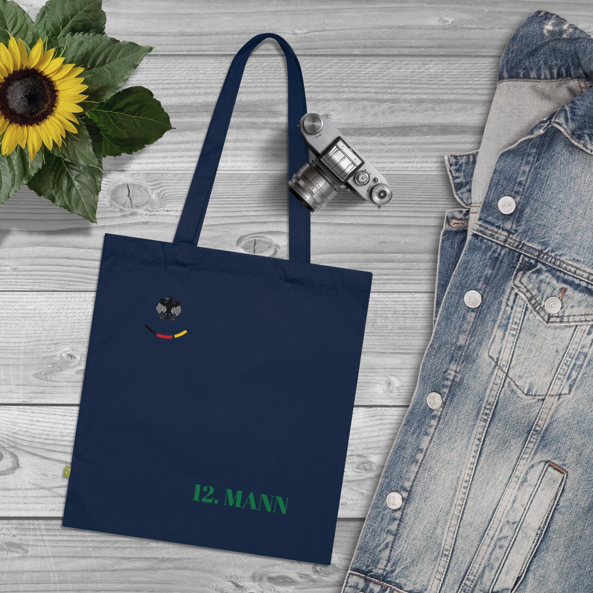 Tote Bag — 12. Mann Soccer Fan Organic Cotton Tote (Minimal Germany Colors)