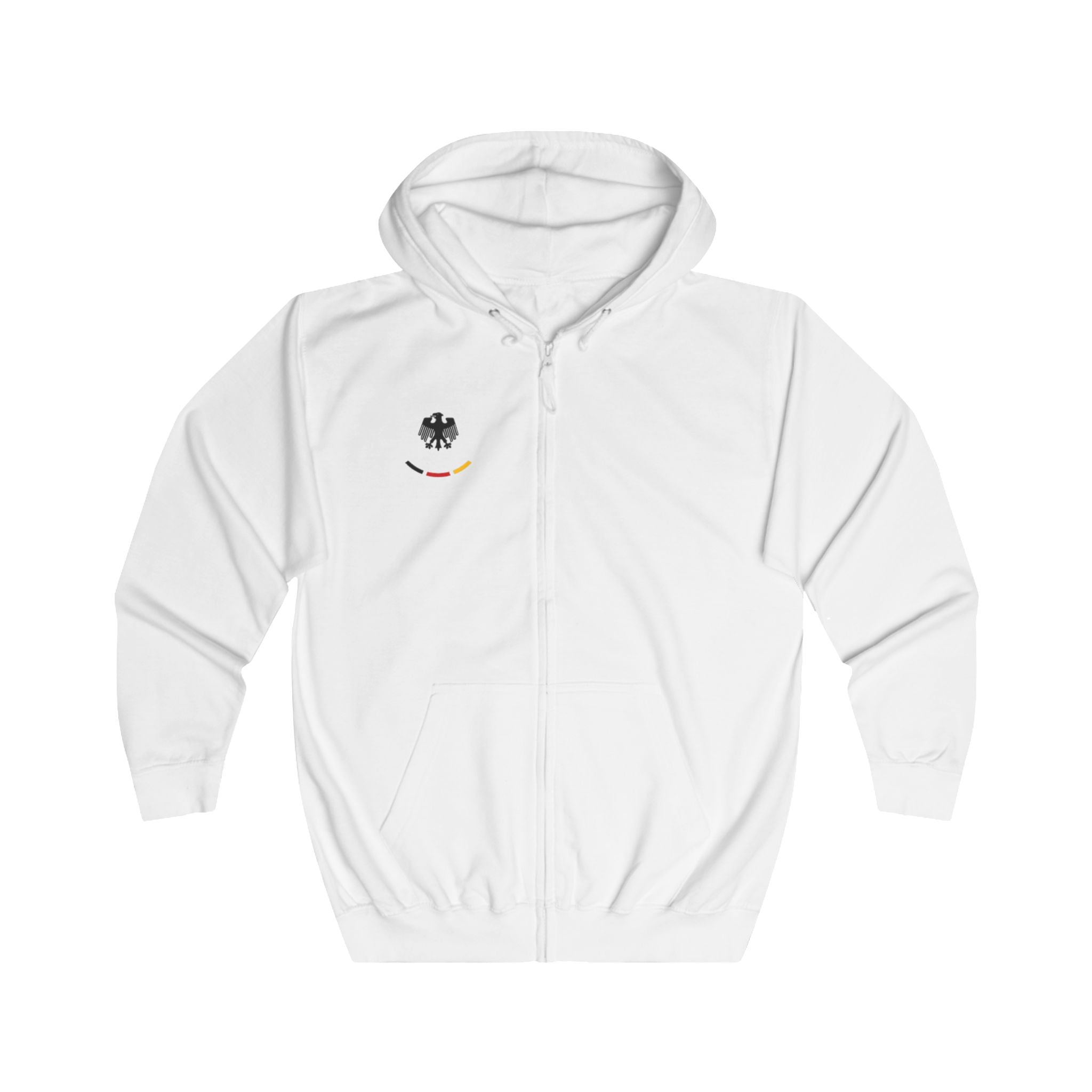Zip Hoodie — German World Cup Crest with "Ich schaue WM, Ich lebe, Ich mach's nächste WM wieder" Back Text